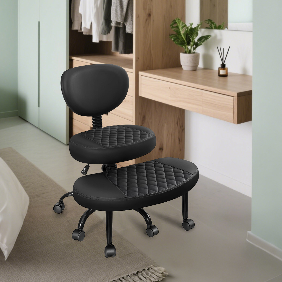 Kerusi pejabat berkaki bersilang ergonomik dengan 360 ° swivel footrest dan ketinggian laras